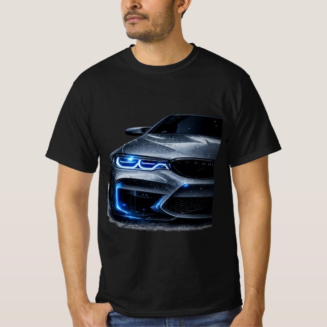 Modern Sports Car Neon Headlight Graphic T-Shirt  (Front)