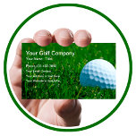 Modern Sports Golf Business Card<br><div class="desc">Simple golf business cards with a closeup graphic background image of a golf ball in the grass and organized layout you can customize online for the golf industry including but not limited to a golf lessons,  class,  supplies,  website,  or promotional.</div>