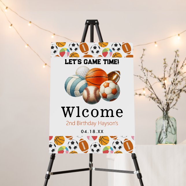 Modern Sports Kids 2nd Birthday Foam Board (In Situ (Stand))