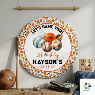 Modern Sports Kids 2nd Birthday party Button