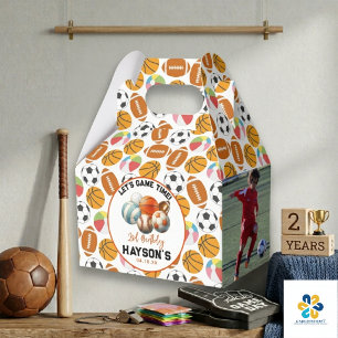 Modern Sports Kids 2nd Birthday party Favor Boxes