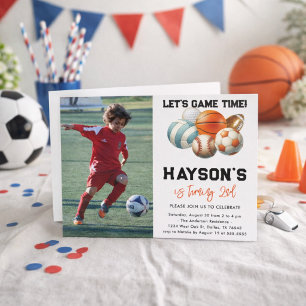 Modern Sports Kids 2nd Birthday party Invitation