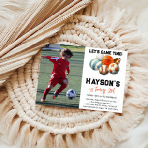 Modern Sports Kids 2nd Birthday party Invitation