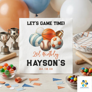 Modern Sports Kids 2nd Birthday party Napkins