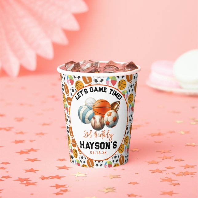 Modern Sports Kids 2nd Birthday party Paper Cups (Insitu)