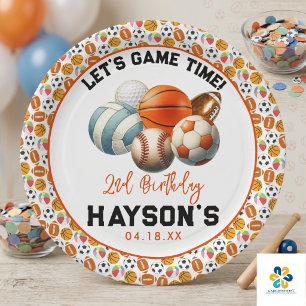 Modern Sports Kids 2nd Birthday party Paper Plates