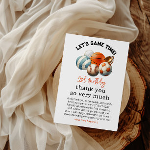 Modern Sports Kids 2nd Birthday Thank You Card