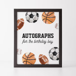 Modern Sports Kids Birthday Autographs Sign<br><div class="desc">Add a finishing touch to the decor at your child's birthday party with this sports themed sign.</div>