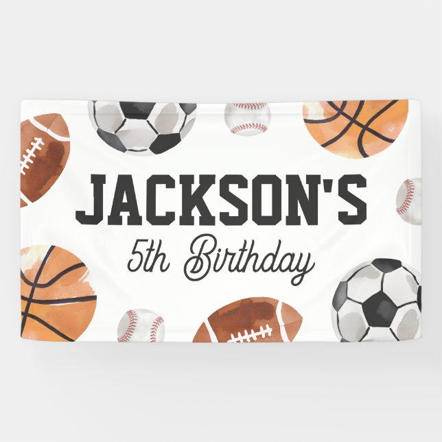 Modern Sports Kids Birthday Banner (Horizontal)