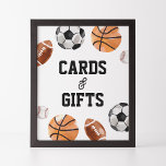 Modern Sports Kids Birthday Cards and Gifts Sign<br><div class="desc">Show friends and family where to leave their cards and gifts at your child's birthday party with this sports themed sign.</div>