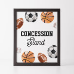 Modern Sports Kids Birthday Concession Stand Sign<br><div class="desc">Invite friends and family to refreshments at your child's birthday party with this sports themed sign.</div>