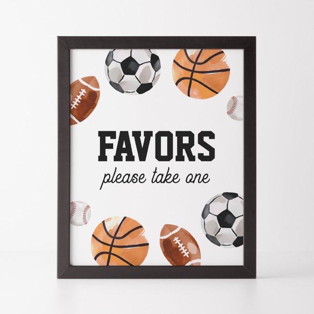 Modern Sports Kids Birthday Favors Sign (Creator Uploaded)