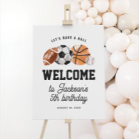 Modern Sports Kids Birthday Welcome Sign