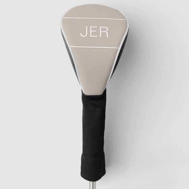 Modern Sports Monogrammed Initial Cute Tan Club  Golf Head Cover (Front)