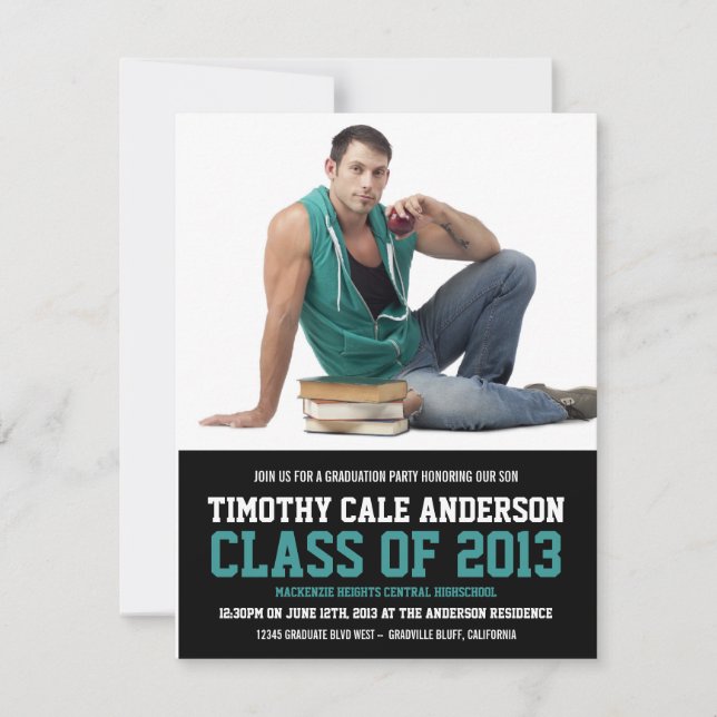 Modern Sports Theme Photo Graduation Party Invitation (Front)