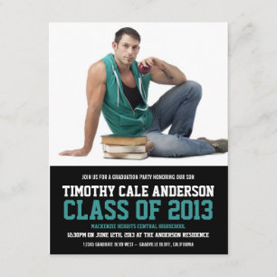 Modern Sports Theme Photo Graduation Party Invitation