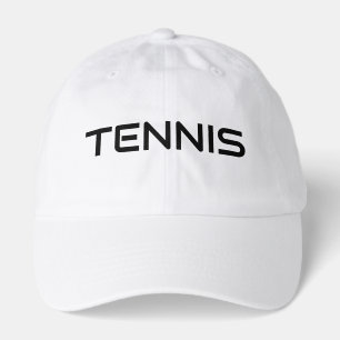 Modern Sporty Black TENNIS Text White Background Hat
