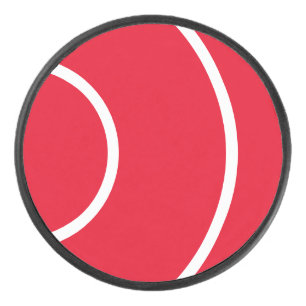 Modern Sporty Bold Red White Concentric Waves Hockey Puck