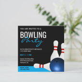 Modern Sporty Bowling Party Birthday Invitation (Standing Front)