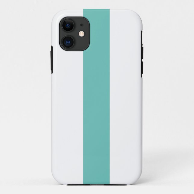 Modern Sporty Fun Chic Teal White Vertical Stripes Case-Mate iPhone Case (Back)
