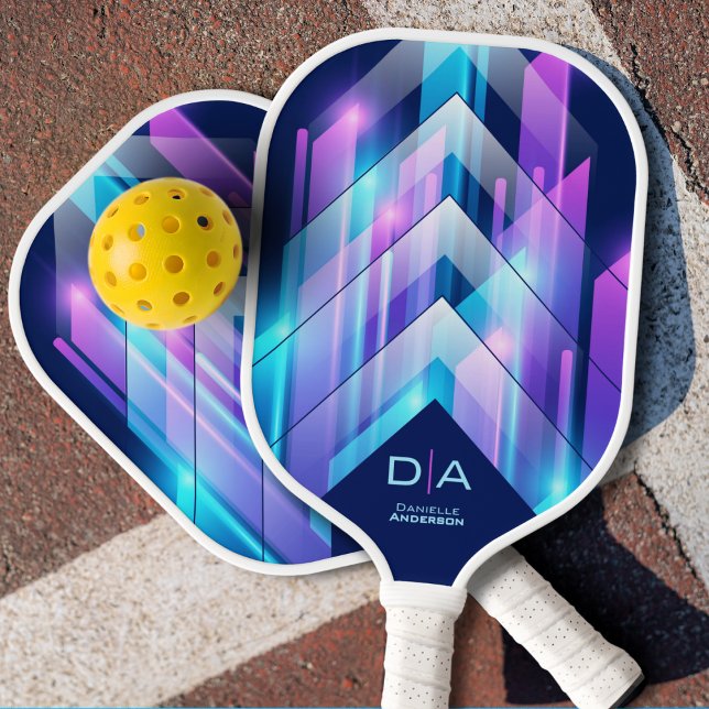 Modern Sporty Geometric Personalized Monogram Pickleball Paddle (Modern Sporty Geometric Personalized Monogram Pickleball Paddle)