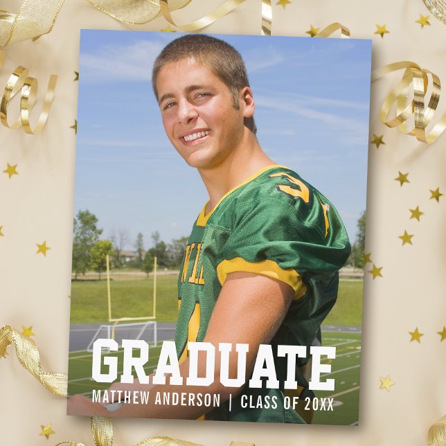 Modern Sporty Graduation Announcement Postcard (Creator Uploaded)