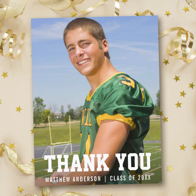 Modern Sporty Graduation Thank You Photo Postcard
