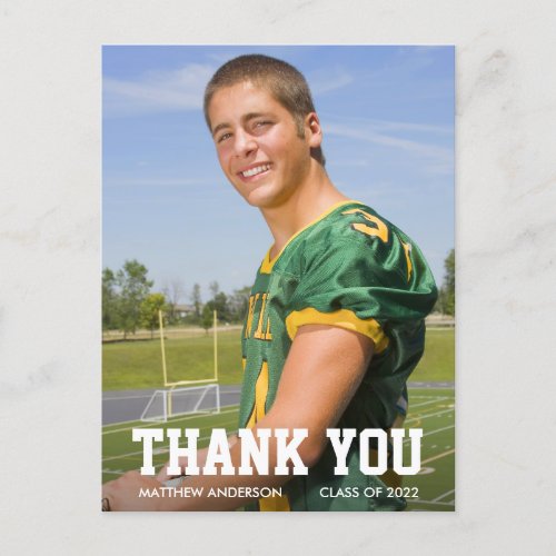 Modern Sporty Graduation Thank You Photo Postcard