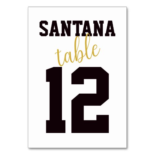 Modern Sporty Minimalist Wedding Table Name Number Table Number