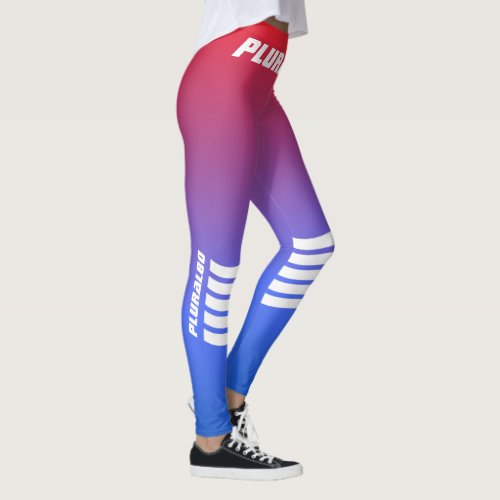 Modern sporty monogrammed red blue gradient  leggings