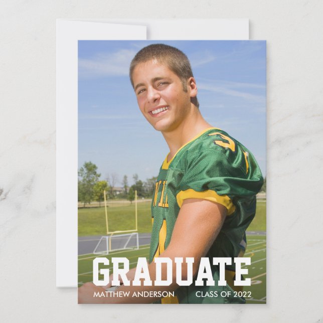 Modern Sporty Photo Graduation Announcement (Front)