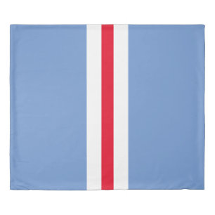 Modern  Sporty Red White Racing Stripes On Blue Duvet Cover