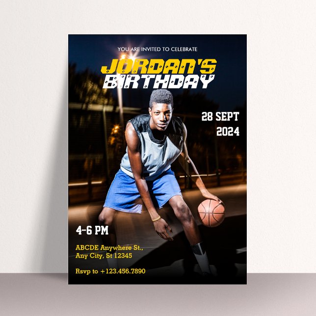 Modern Sporty Sports Birthday Photo Magazine Cover Invitation (Creator Uploaded)