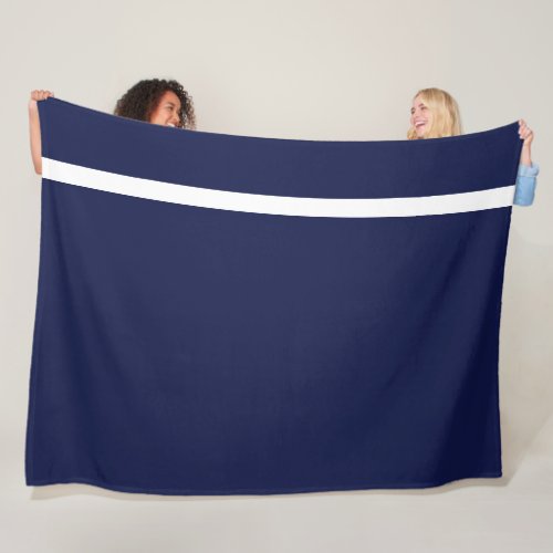 Modern Sporty White Stripe On Deep Navy Blue Fleece Blanket