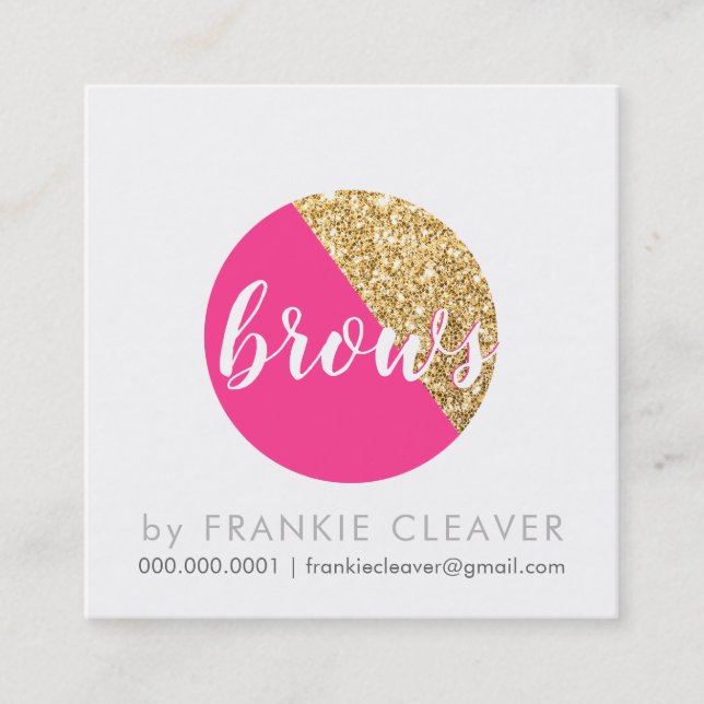 MODERN SPOT LOGO hand lettered script bright pink Square Business Card (Front)