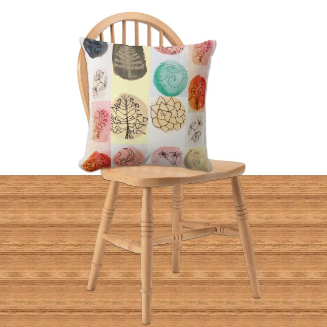 Modern Spotlight Pen & Ink Nature Pattern Throw Pillow (Creator Uploaded)