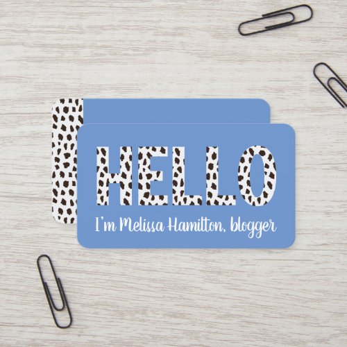 Modern Spots HELLO Im Name Personalized Business  Business Card