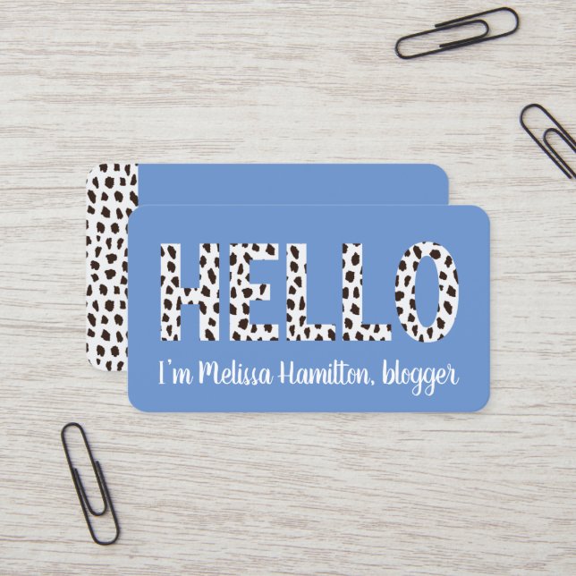 Modern Spots HELLO I'm Name Personalized Business  Card (Front/Back In Situ)