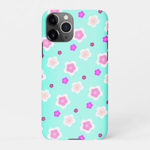 Modern Spring aqua gradient purple flora pattern iPhone 11Pro Case