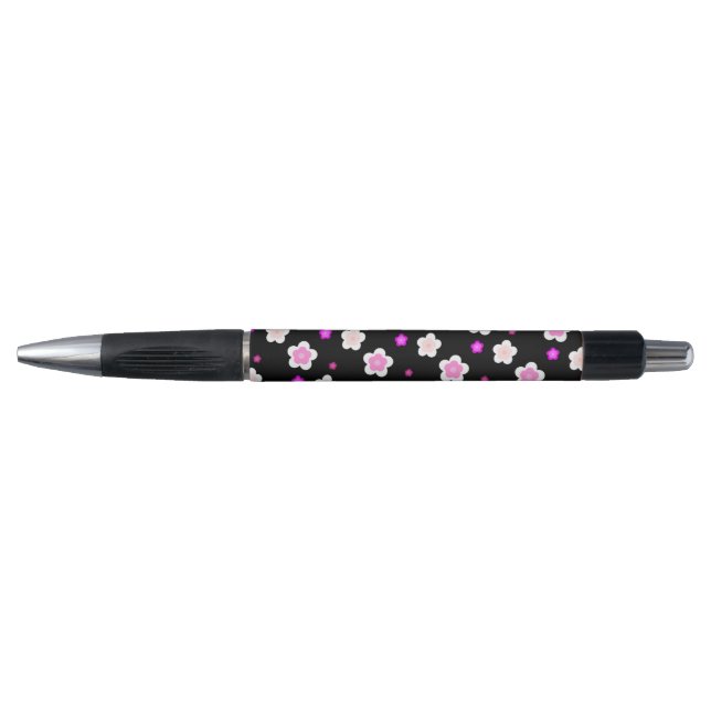 Modern Spring aqua gradient purple flora pattern Pen (Front)