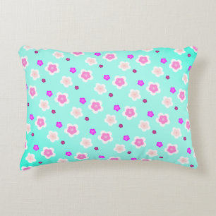 Modern Spring aqua gradient purple floral pattern  Accent Pillow