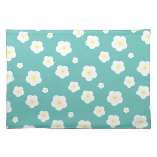 Modern Spring aqua gradient purple floral pattern Cloth Placemat