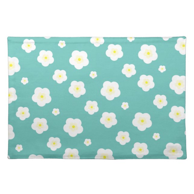 Modern Spring aqua gradient purple floral pattern  Cloth Placemat (Front)