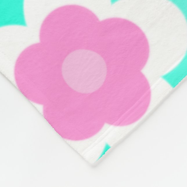 Modern Spring aqua gradient purple floral pattern  Fleece Blanket (Corner)
