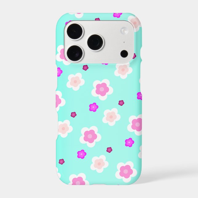 Modern Spring aqua gradient purple floral pattern  Iphone Case (Back)