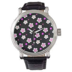 Modern Spring aqua gradient purple floral pattern  Watch