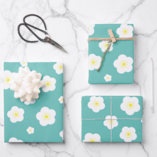 Modern Spring aqua gradient purple floral pattern Wrapping Paper Sheets