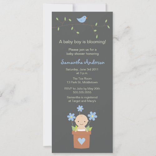 Modern Spring Baby Shower Inviation - Boy Invitations