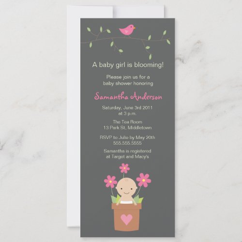 Modern Spring Baby Shower Inviation - Girl Invite