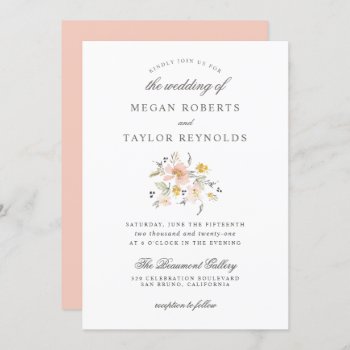 Modern Spring Blush Pink Watercolor Floral Wedding Invitation by Eugene_Designs at Zazzle